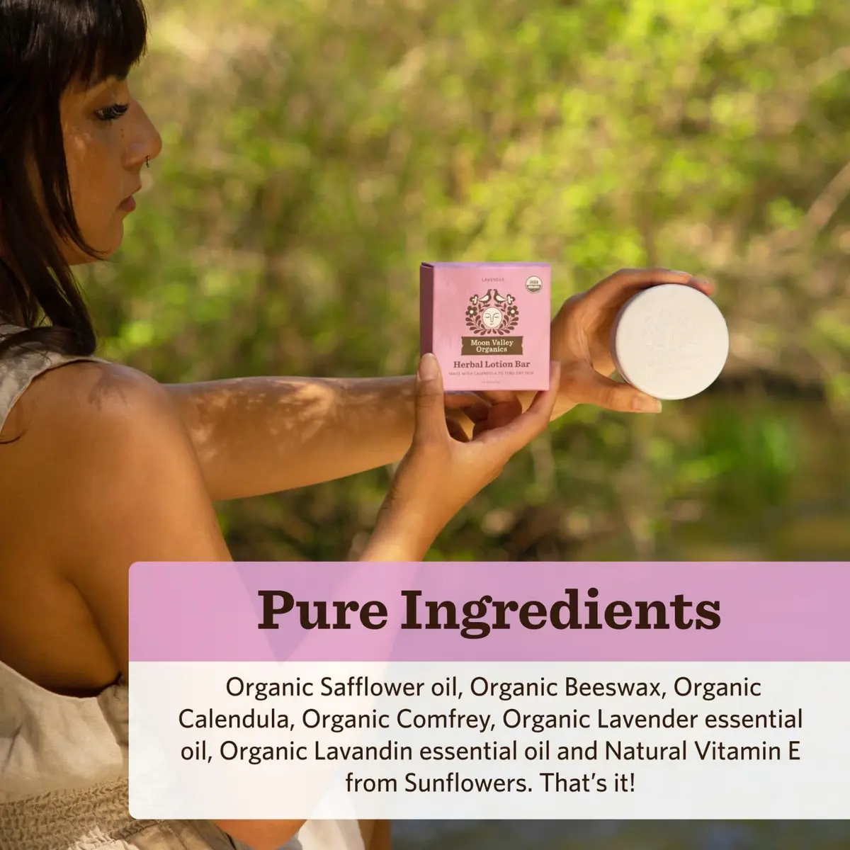 Moon Valley Organics Herbal Lotion Bar, Lavender | Soothing, Heat-Activated, Moisturizing for Dry & Sensitive Skin - view 3