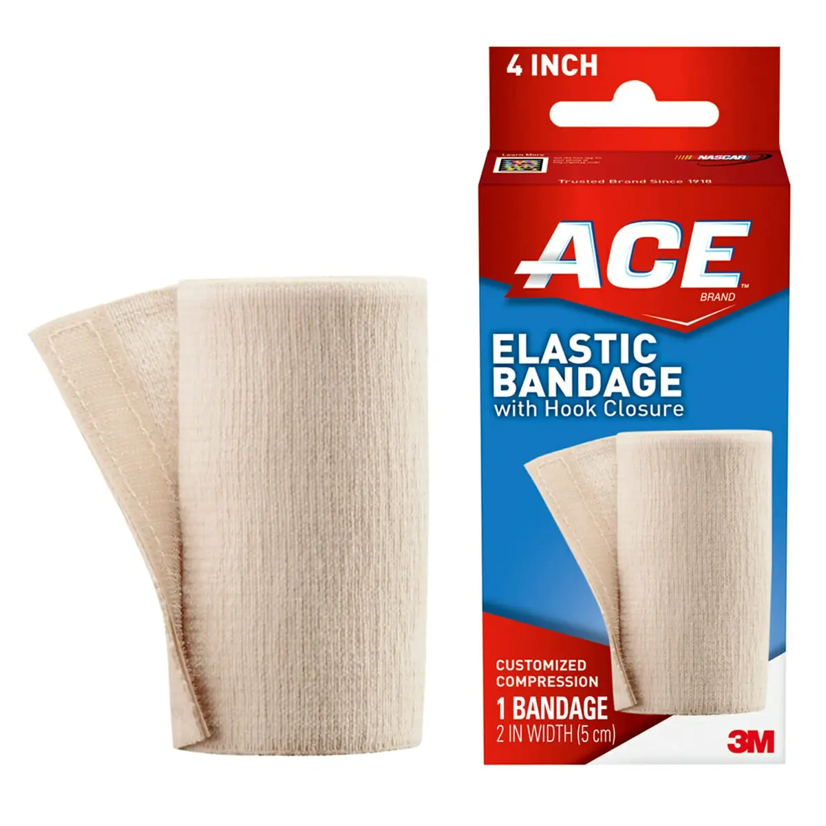 ACE Brand Elastic Bandage with Clips 4" (10.16 cm) | Moderate Support for Sprains & Soreness - main product image