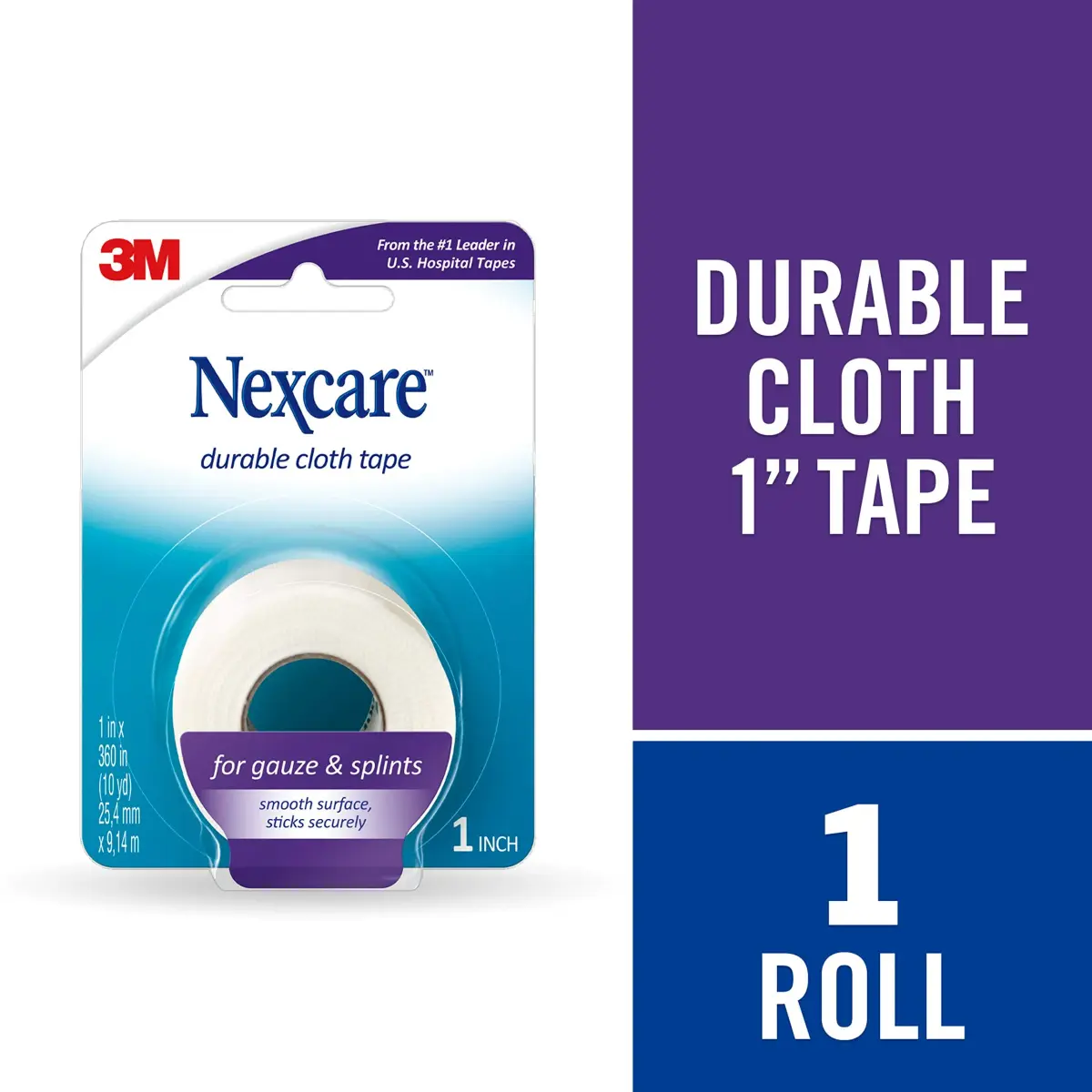 Nexcare Durapore Durable Cloth Tape 1 Inch x 10 Yards (2.54 cm x 9.14 m) | Hypoallergenic Wound Dressing - view 3