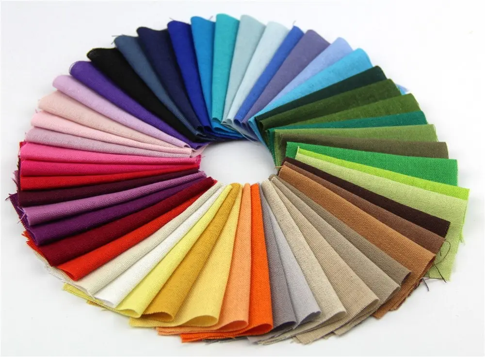 RayLineDo Linen Fabric Squares 10cm x 10cm | 50 Color Patchwork Bundle for Crafts - view 2