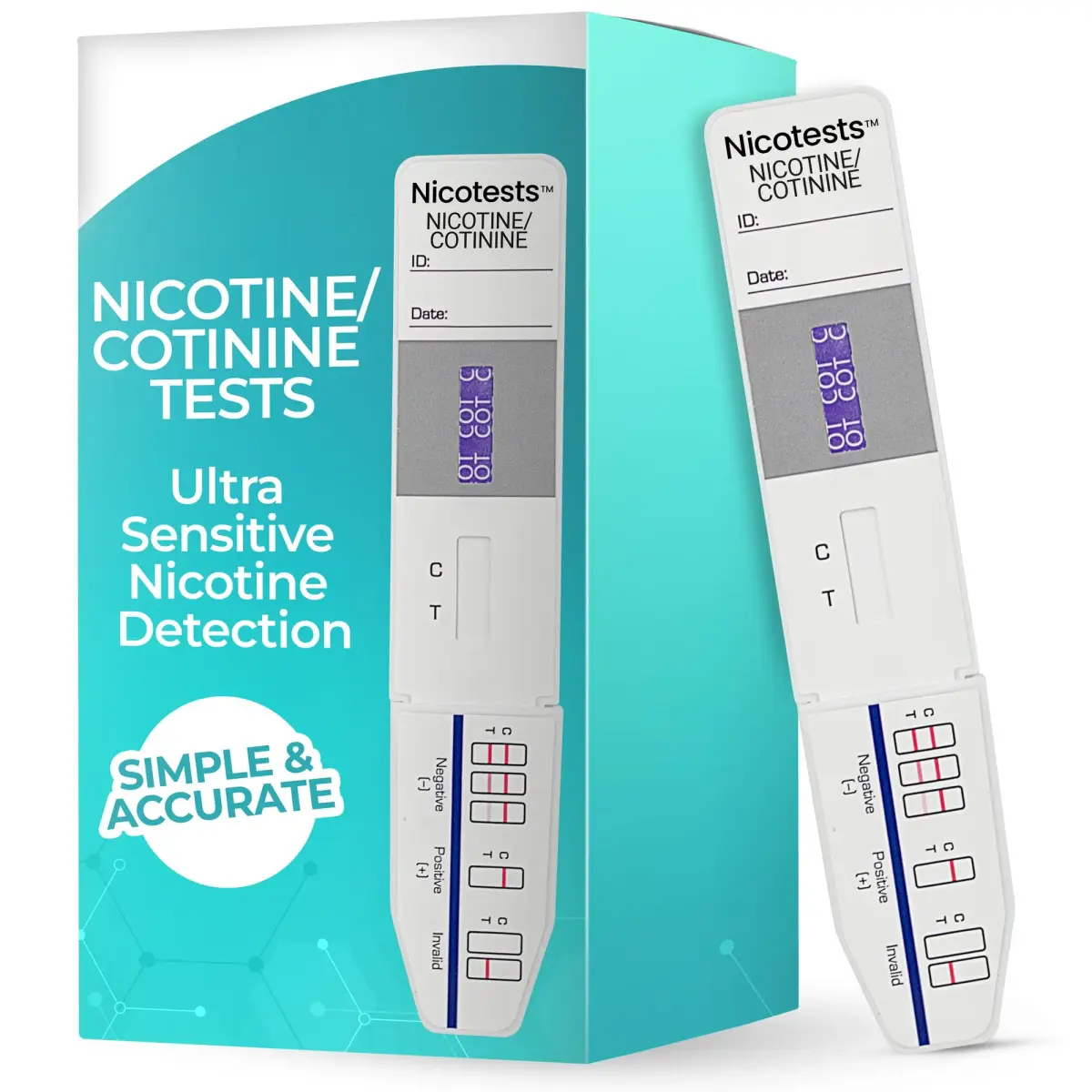 NICOTESTS Super-Sensitive 100 ng Urine Test -Be Sure - 5-Pack | Detects Nicotine & Cotinine - main product image