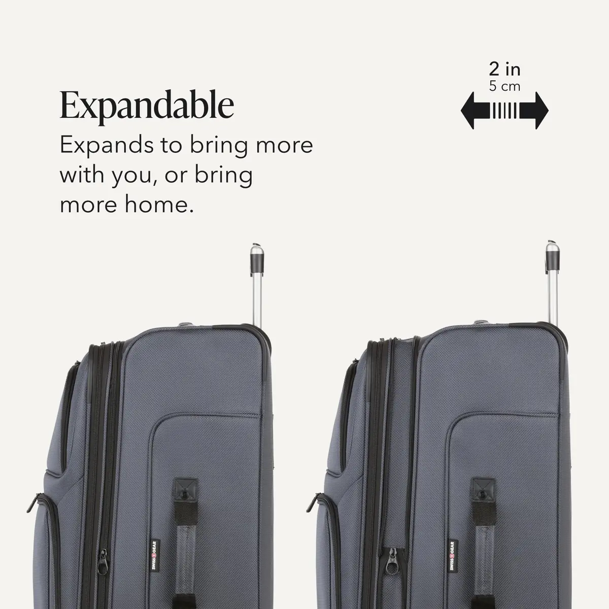 SwissGear Sion Softside Expandable Spinner Luggage Large Checked Grey | Durable Lightweight Travel Suitcase - view 4