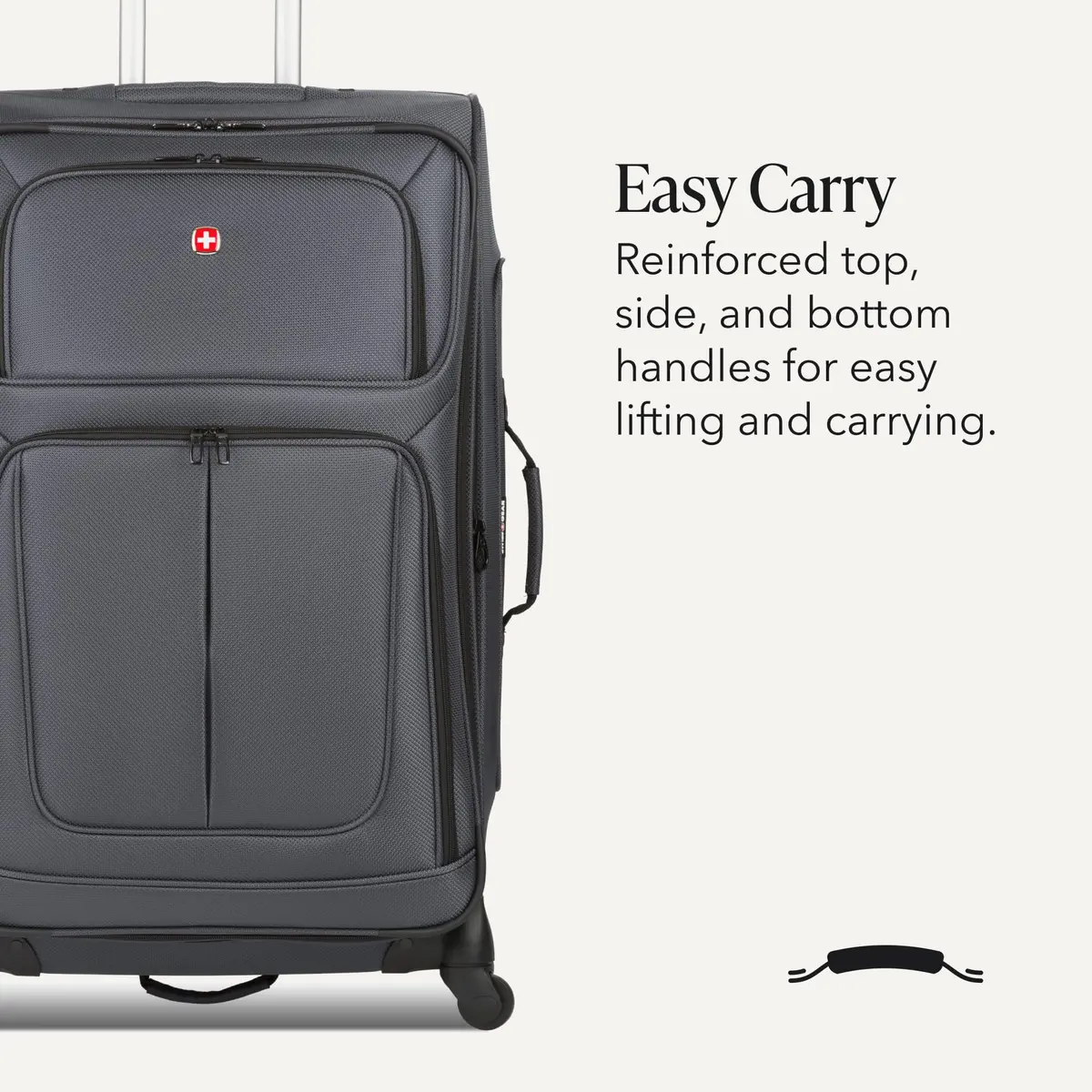 SwissGear Sion Softside Expandable Spinner Luggage Large Checked Grey | Durable Lightweight Travel Suitcase - view 5