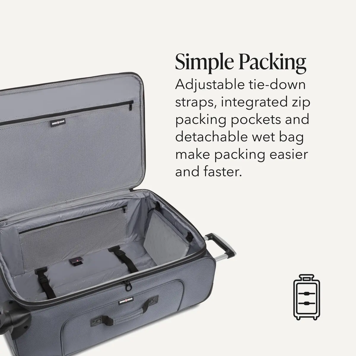 SwissGear Sion Softside Expandable Spinner Luggage Large Checked Grey | Durable Lightweight Travel Suitcase - view 3