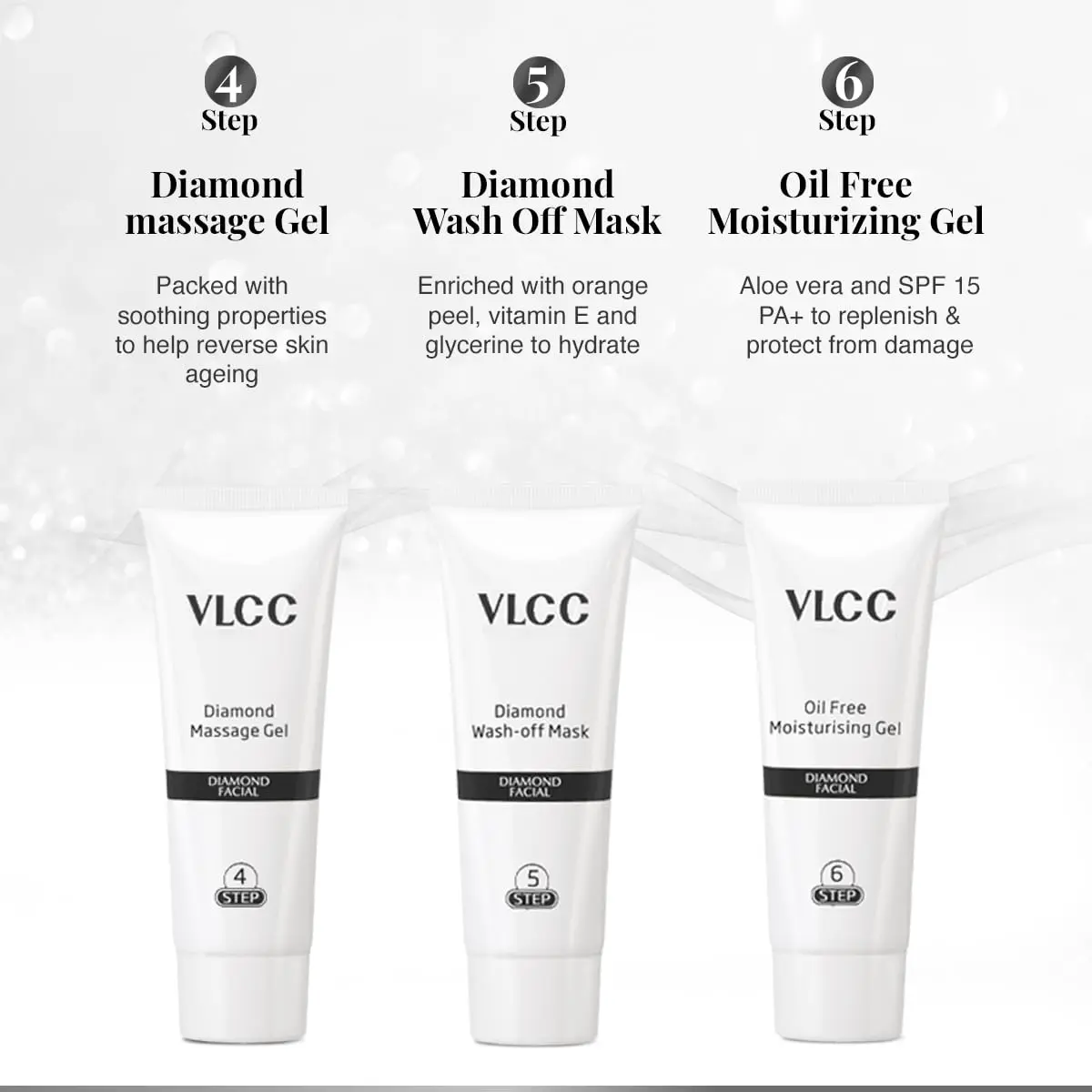 VLCC Diamond Facial Kit 60g (2.12 oz) | Single Use Home Facial Kit for Skin Polishing & Purification - view 8