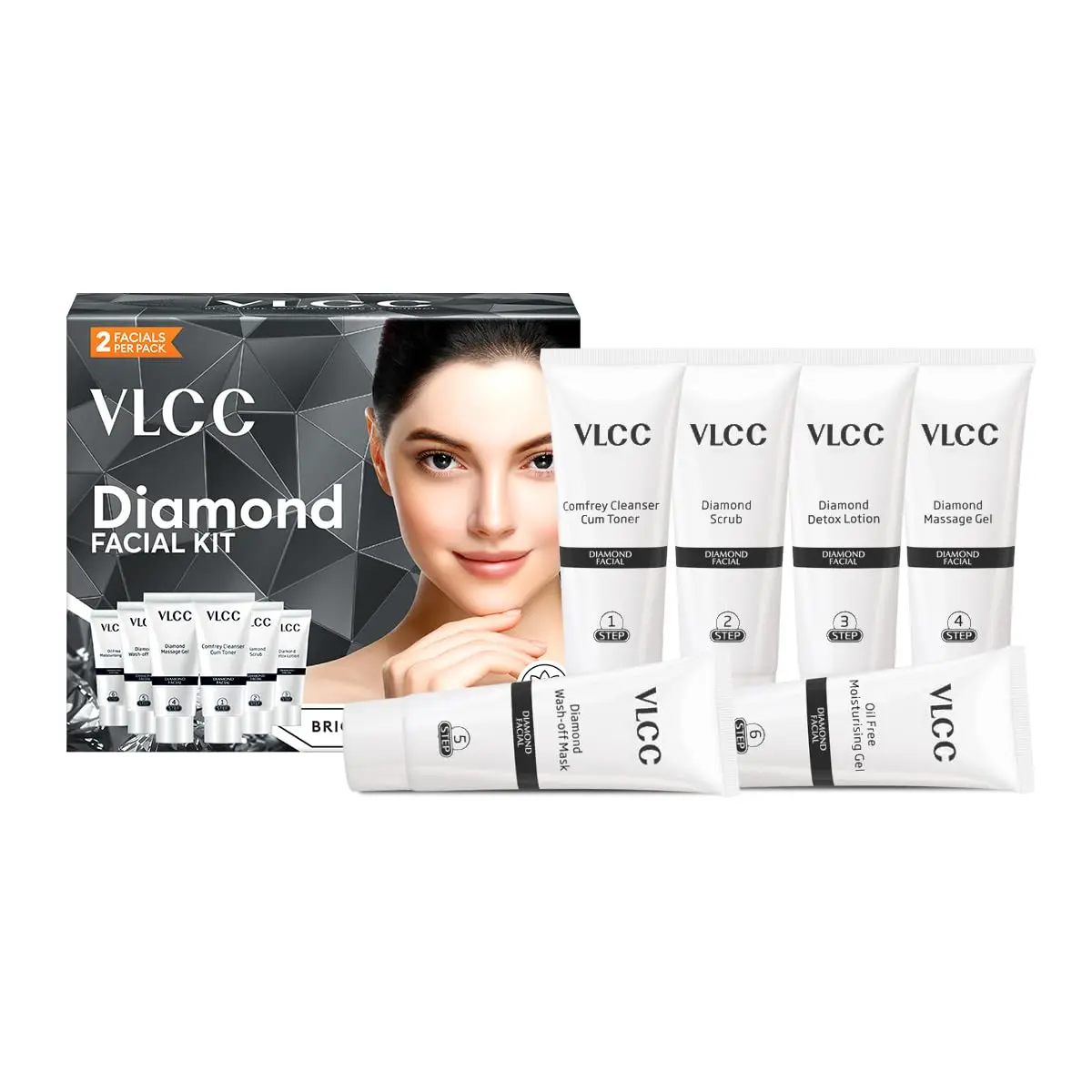 VLCC Diamond Facial Kit 60g (2.12 oz) | Single Use Home Facial Kit for Skin Polishing & Purification - view 3