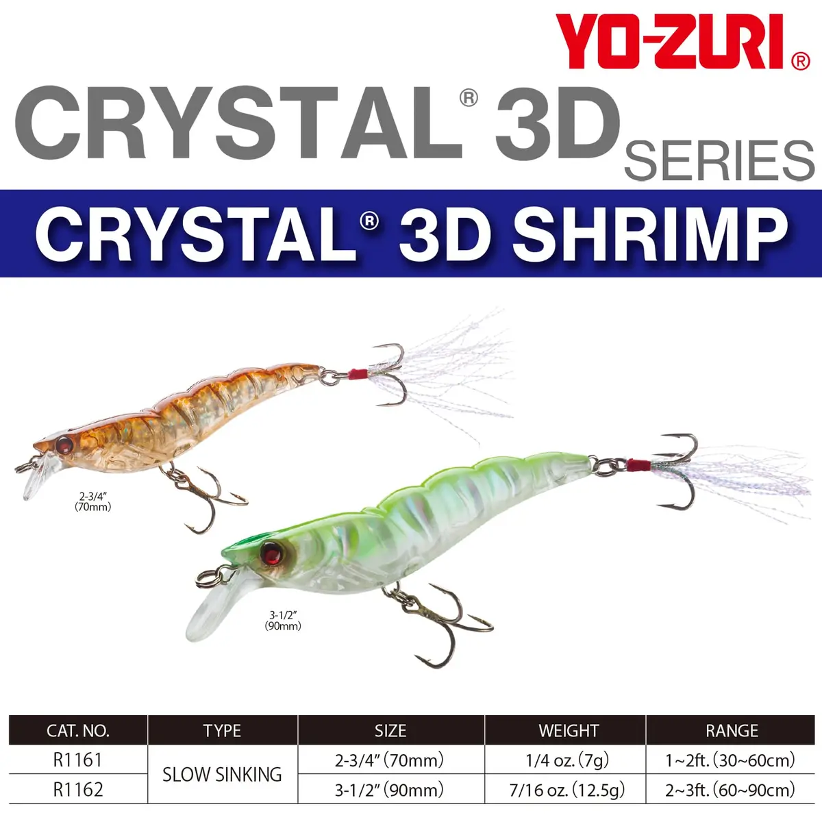 Duel Yo-Zuri R1161-HTS Crystal 3D Shrimp 70mm | Slow Sinking Lure with Holographic Finish - view 2