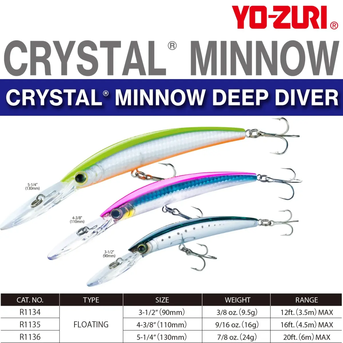 Duel Crystal Minnow Deep Diver Floating Lure, Clown | Dives to 10ft, 15.9g (0.56oz) - view 2