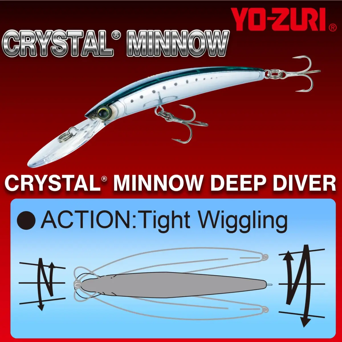 Duel Crystal Minnow Deep Diver Floating Lure, Clown | Dives to 10ft, 15.9g (0.56oz) - view 3