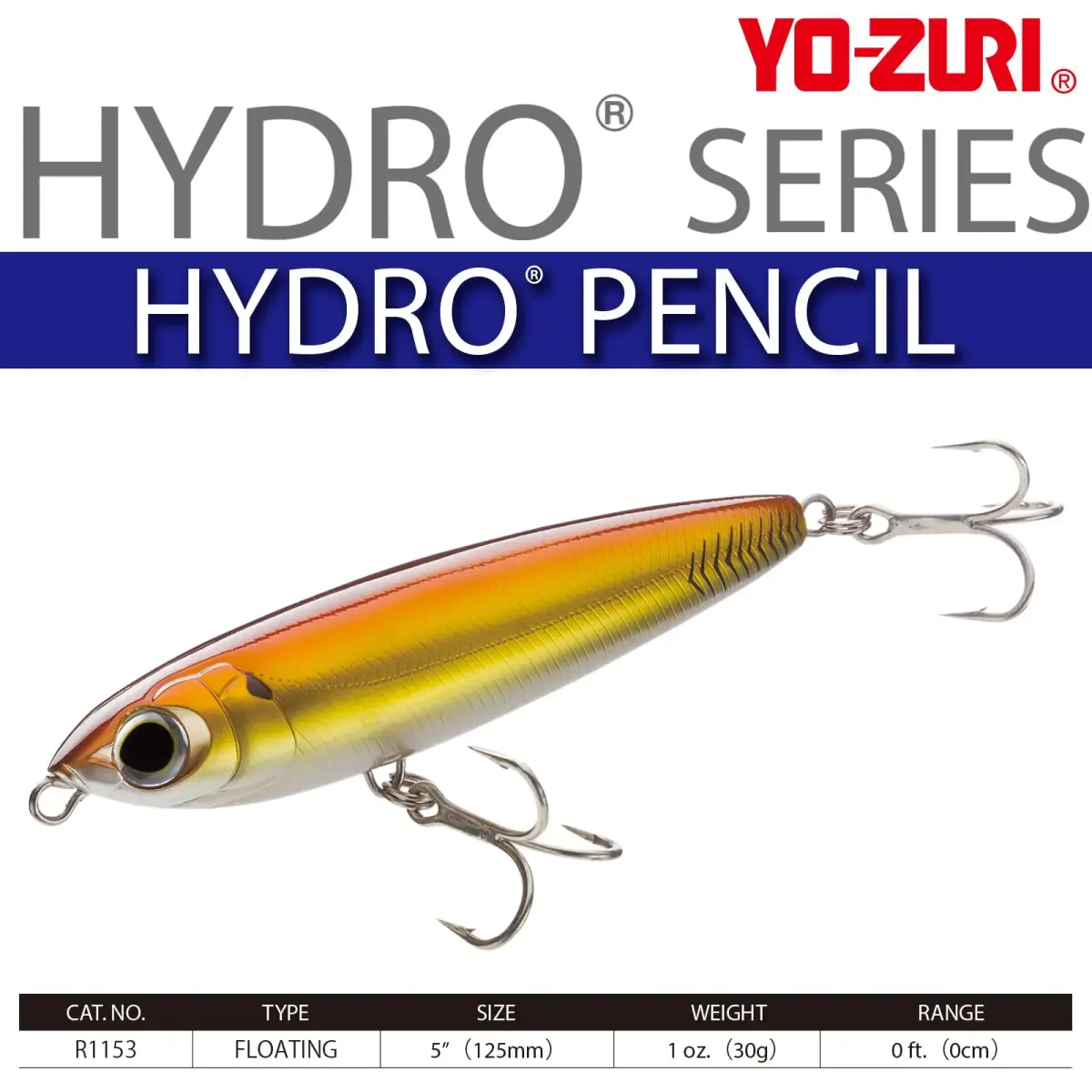 Duel Hydro Pencil Floating Lure 125mm (5") Black/Silver | Walk-the-Dog Topwater Lure - view 2