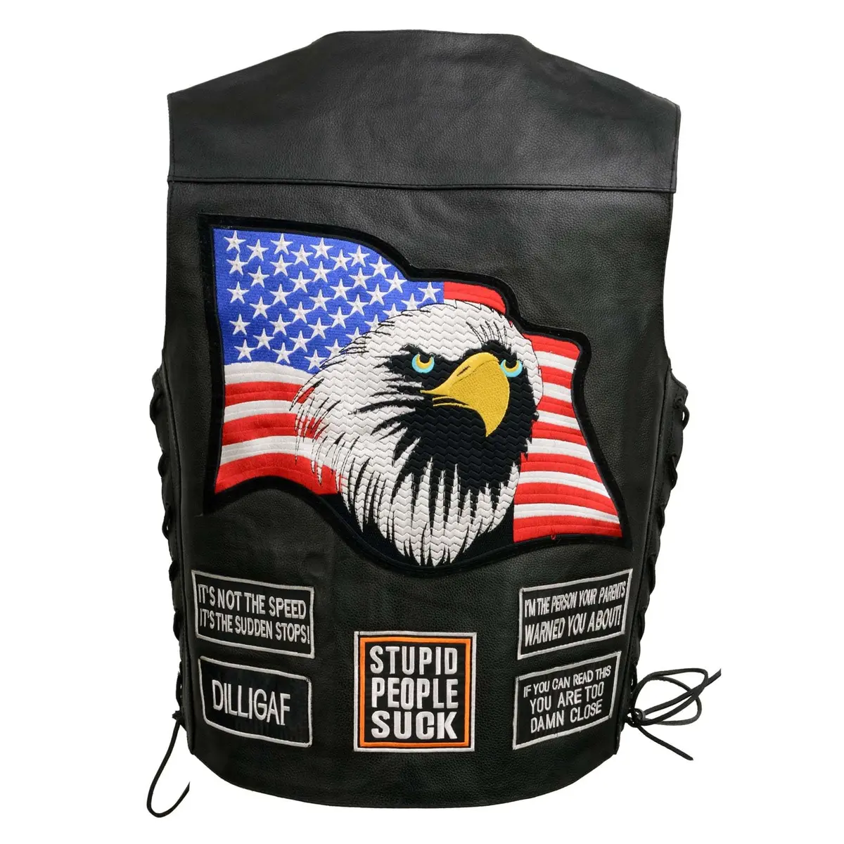 EVENT LEATHER ELM3925 Black Motorcycle Leather Vest for Men | Durable, Stylish & Protective (70-120 chars) - main product image