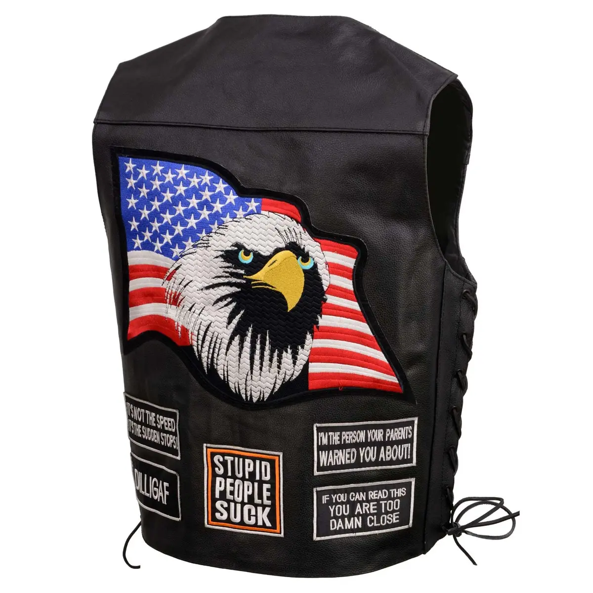 EVENT LEATHER ELM3925 Black Motorcycle Leather Vest for Men | Durable, Stylish & Protective (70-120 chars) - view 6