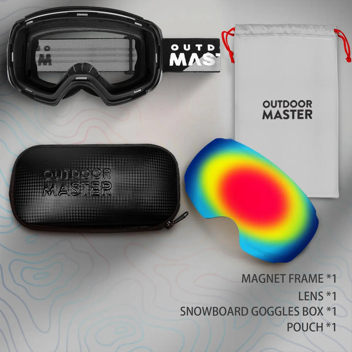 OutdoorMaster Ski Goggles PRO OTG Snow Goggles with Interchangeable Lens 19.6cm (7.7in) | Frameless Wide View - view 3