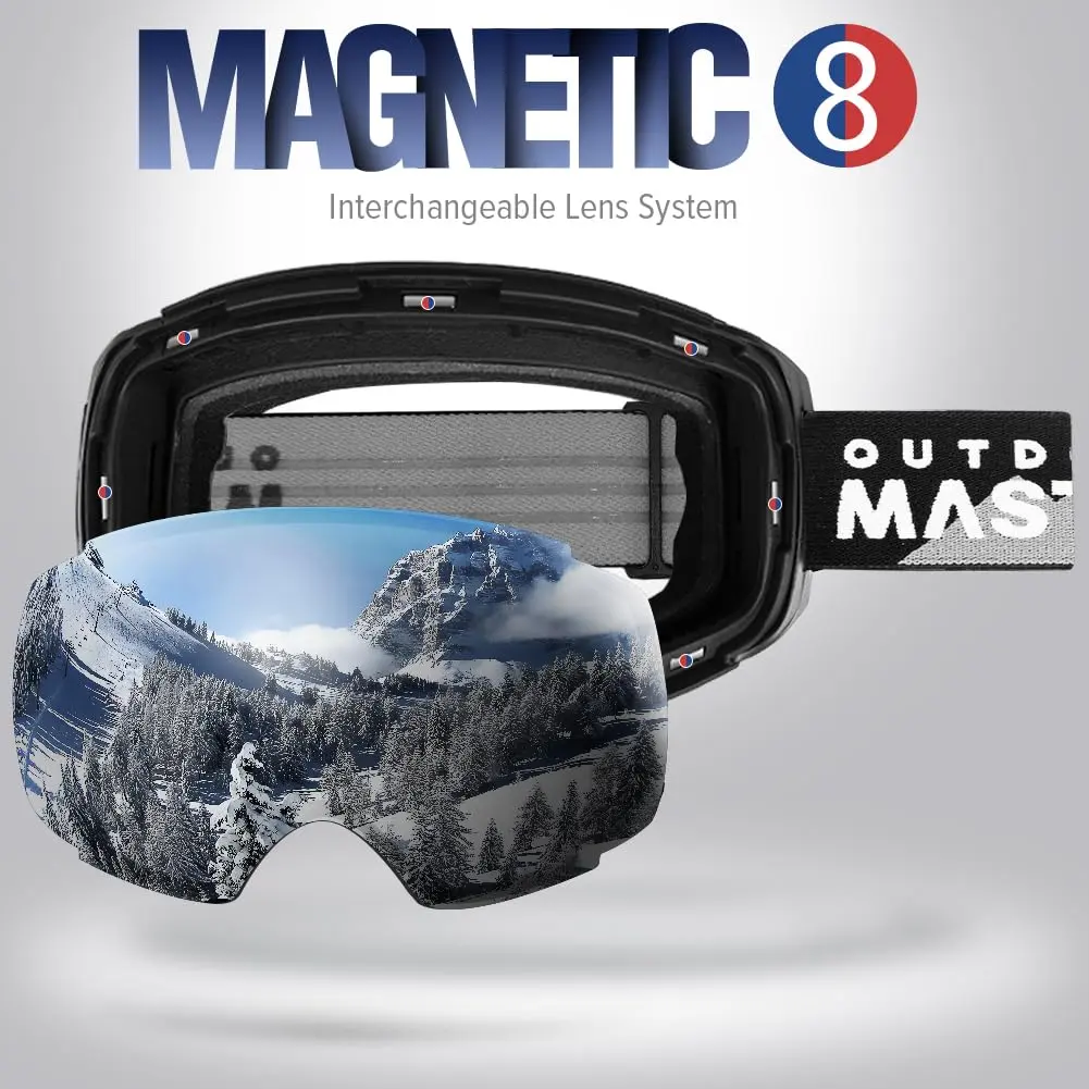 OutdoorMaster Ski Goggles PRO, OTG Snow Goggles with Interchangeable Lens, 21cm (8.27in) x 9.5cm (3.74in) - view 2
