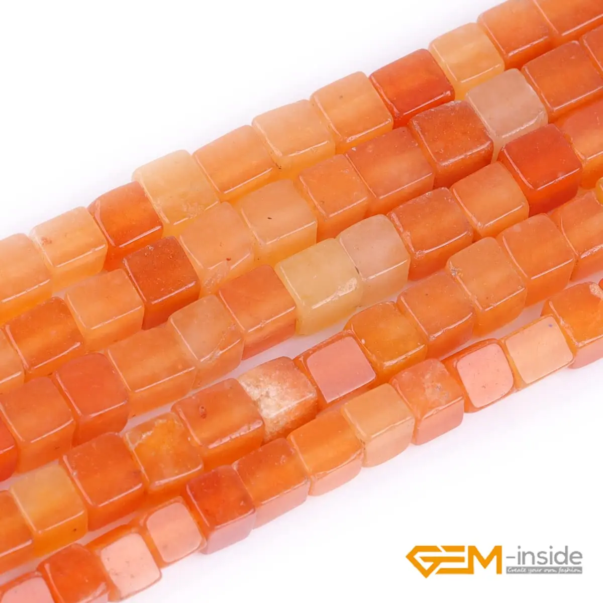 GEM-INSIDE CREATE YOUR OWN FASHION Natural 4mm Square Cube Stone Beads | Red Aventurine Jewelry Gemstone for Handmade Crafts - view 5