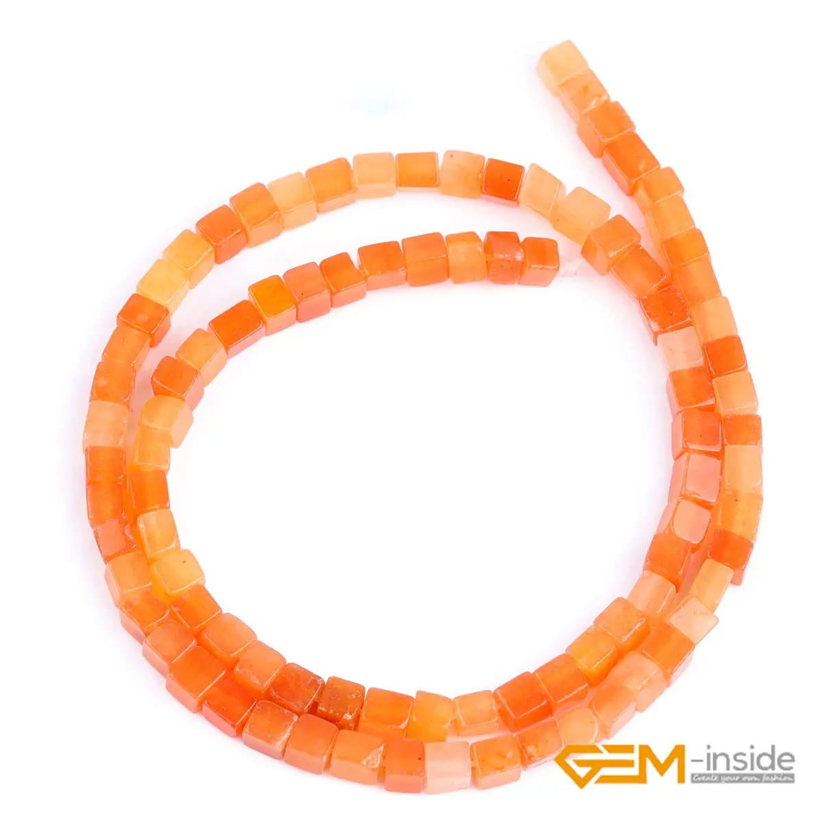 GEM-INSIDE CREATE YOUR OWN FASHION Natural 4mm Square Cube Stone Beads | Red Aventurine Jewelry Gemstone for Handmade Crafts - view 2