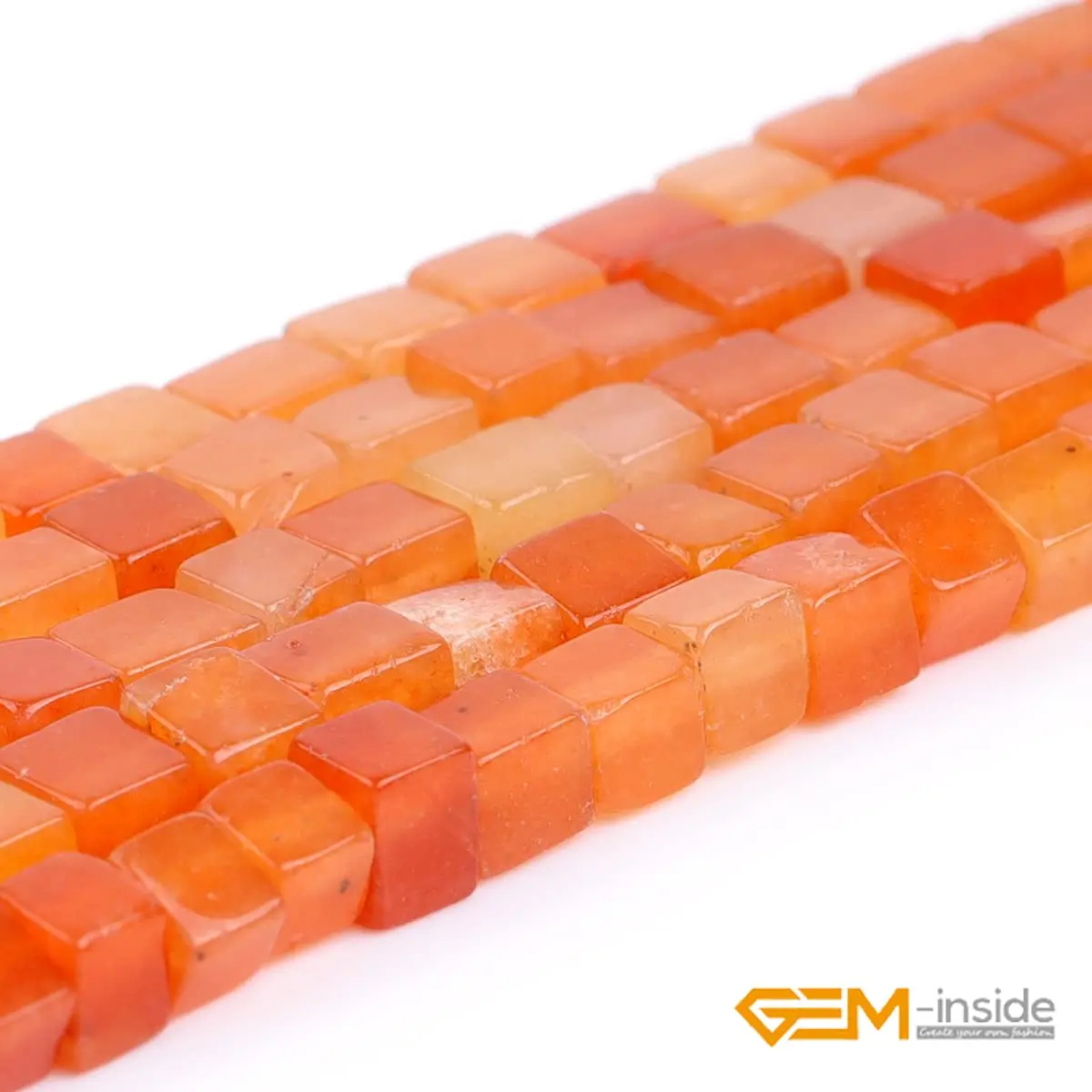 GEM-INSIDE CREATE YOUR OWN FASHION Natural 4mm Square Cube Stone Beads | Red Aventurine Jewelry Gemstone for Handmade Crafts - view 3