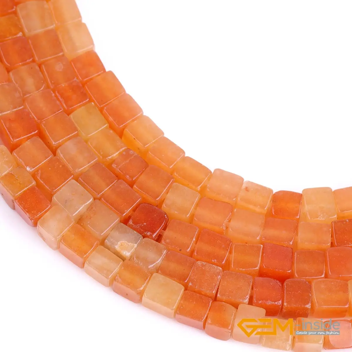 GEM-INSIDE CREATE YOUR OWN FASHION Natural 4mm Square Cube Stone Beads | Red Aventurine Jewelry Gemstone for Handmade Crafts - view 4
