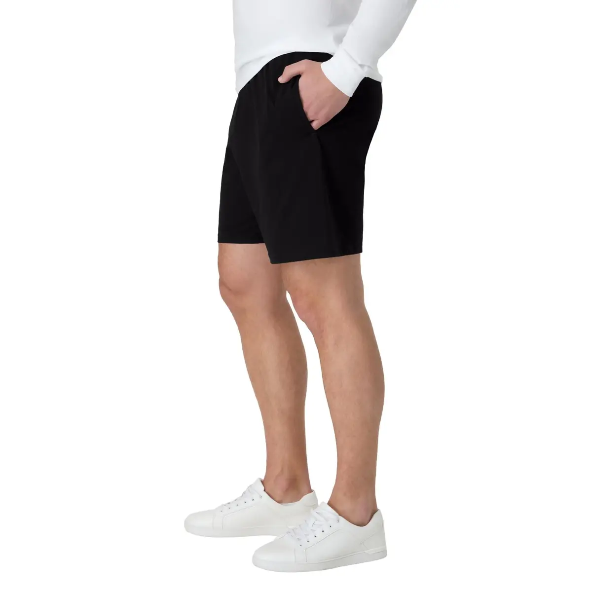 Hanes Men's Jersey Cotton Pocket Workout Shorts, Black, Medium (7.5" Inseam) | Soft & Breathable for Daily Wear - view 5