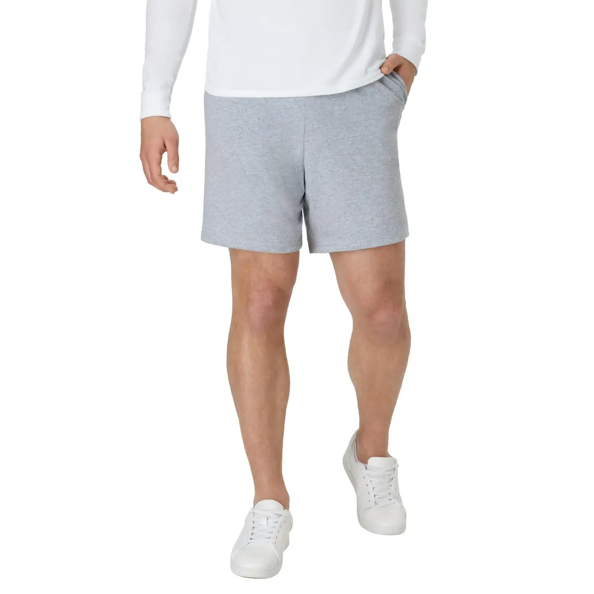Hanes Men's Cotton Jersey Workout Shorts with Pockets, Light Steel, Medium | 18.5cm (7.5") Inseam - main product image