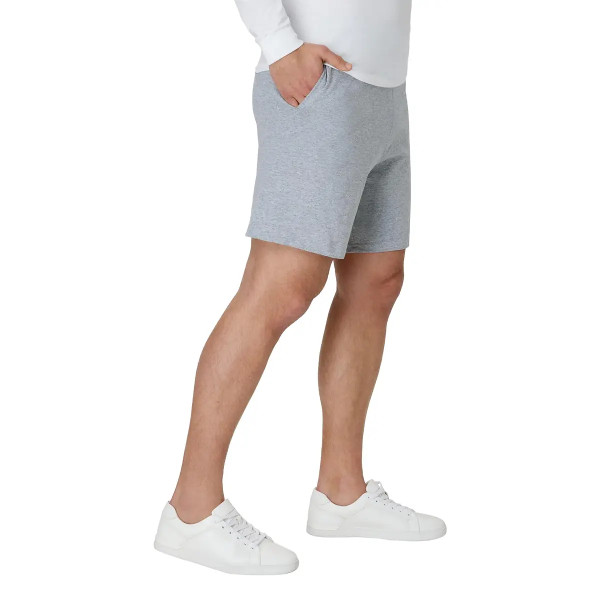 Hanes Men's Cotton Jersey Workout Shorts with Pockets, Light Steel, Medium | 18.5cm (7.5") Inseam - view 5