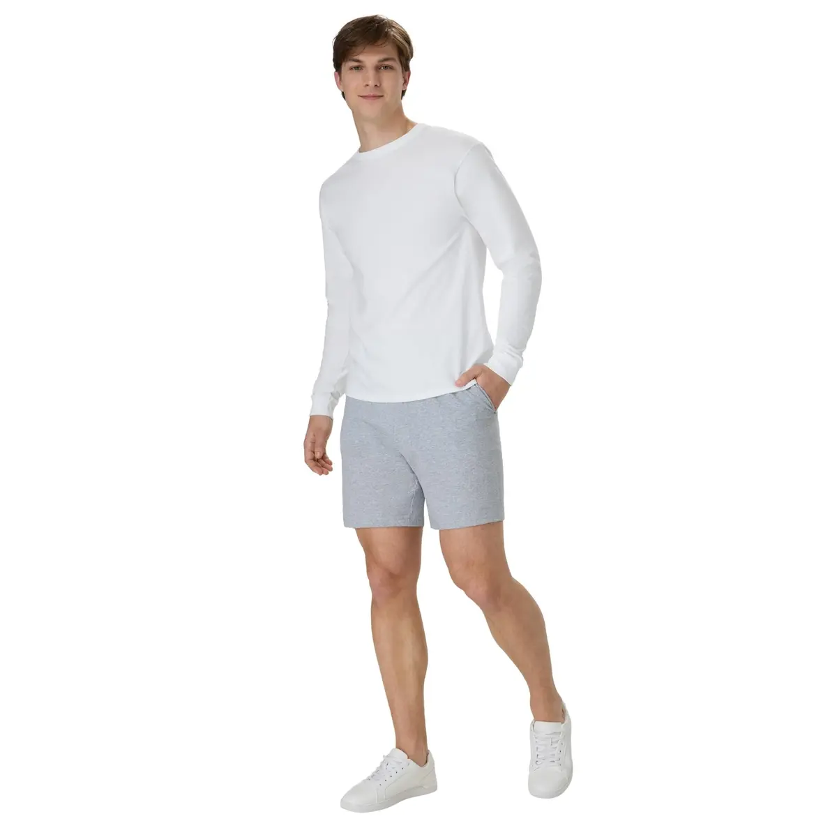 Hanes Men's Cotton Jersey Workout Shorts with Pockets, Light Steel, Medium | 18.5cm (7.5") Inseam - view 7
