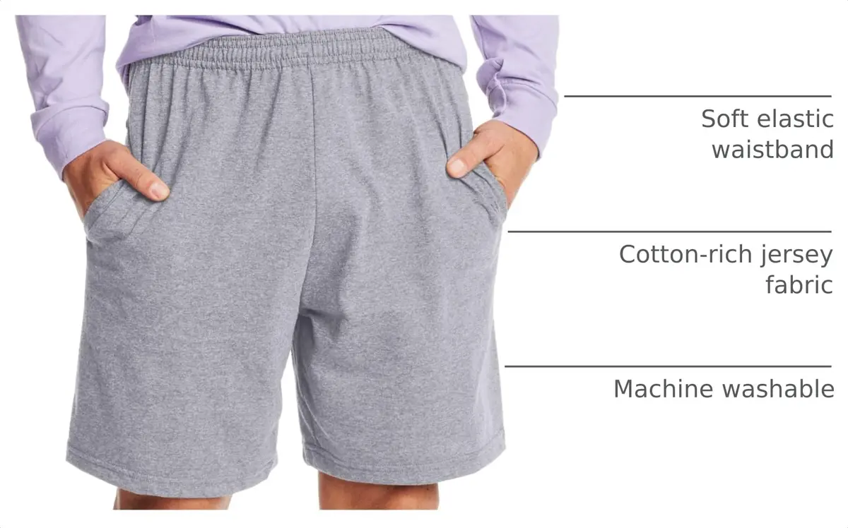 Hanes Men's Cotton Jersey Workout Shorts with Pockets, Light Steel, Medium | 18.5cm (7.5") Inseam - view 4