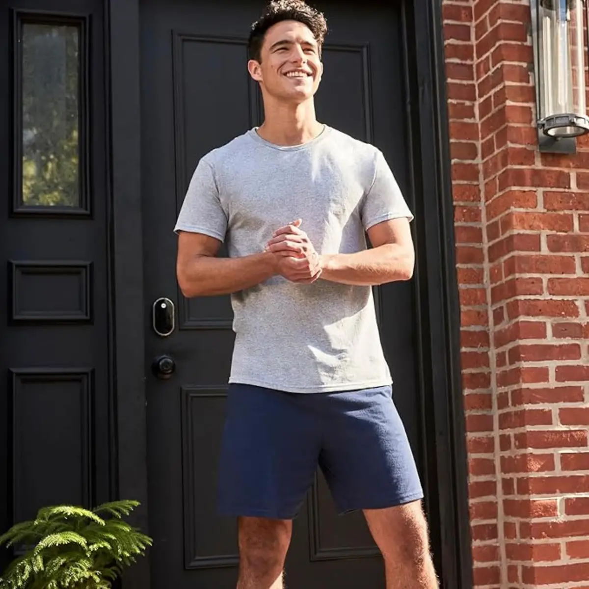 Hanes Men's Jersey Cotton Workout Shorts with Pockets, Black, 7.5" Inseam (XL) - view 3