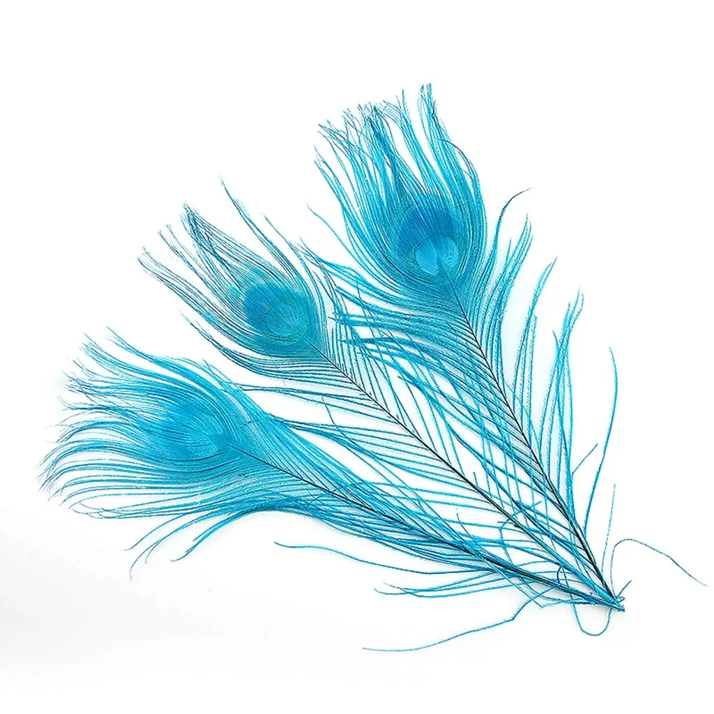 Shekyeon 10-12inch Dyeing Peacock Feathers Turquoise | Wedding & Craft Use - main product image
