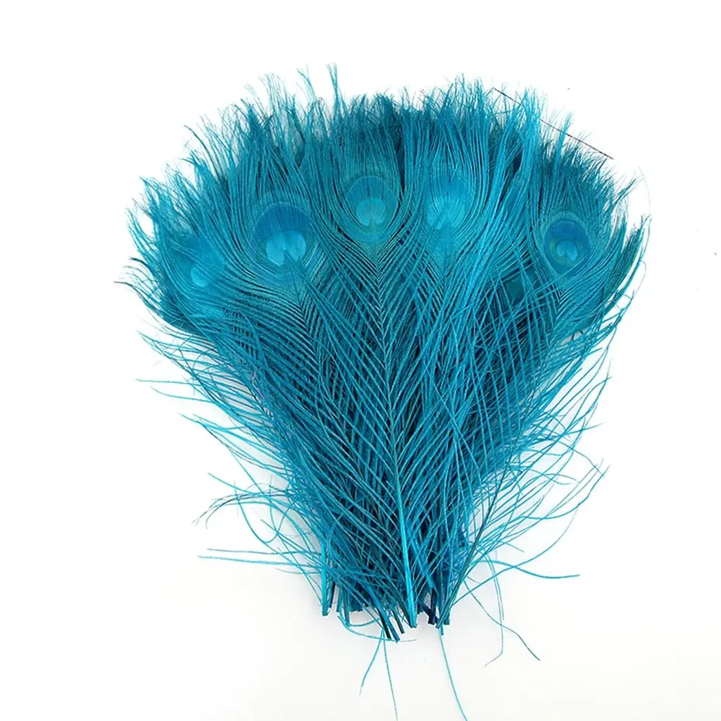 Shekyeon 10-12inch Dyeing Peacock Feathers Turquoise | Wedding & Craft Use - view 5