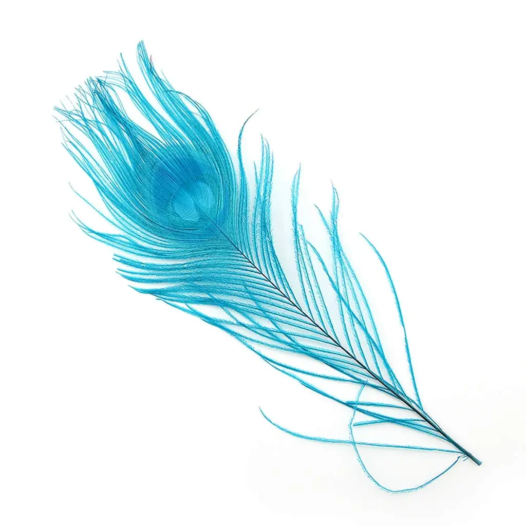 Shekyeon 10-12inch Dyeing Peacock Feathers Turquoise | Wedding & Craft Use - view 2