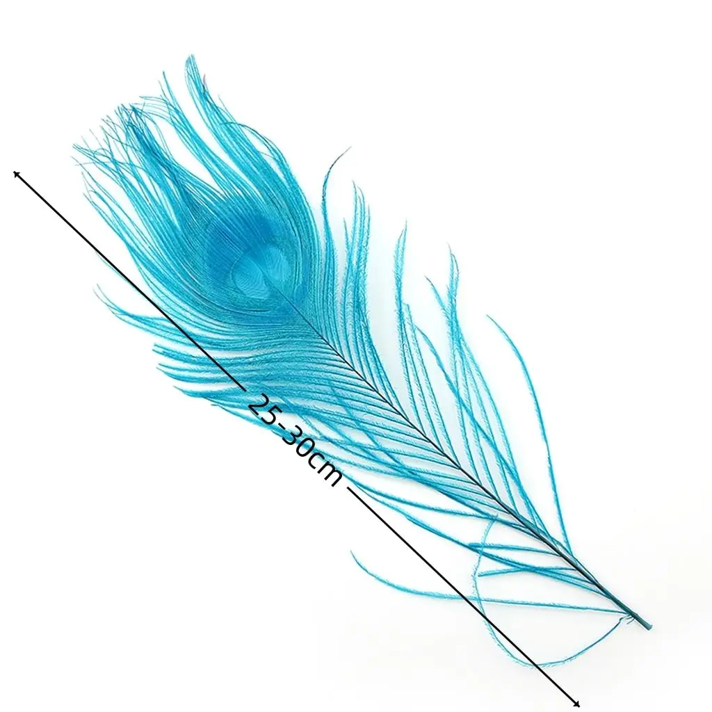 Shekyeon 10-12inch Dyeing Peacock Feathers Turquoise | Wedding & Craft Use - view 3