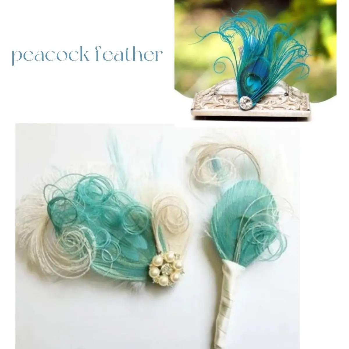 Shekyeon 10-12inch Dyeing Peacock Feathers Turquoise | Wedding & Craft Use - view 4