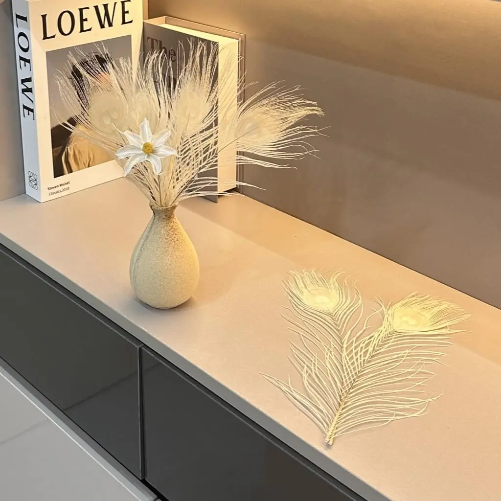 Shekyeon Natural Dyeing Peacock Feathers 25-30cm (10-12 Inch) Pack of 10 | Off-White Wedding & Craft Decor - view 4