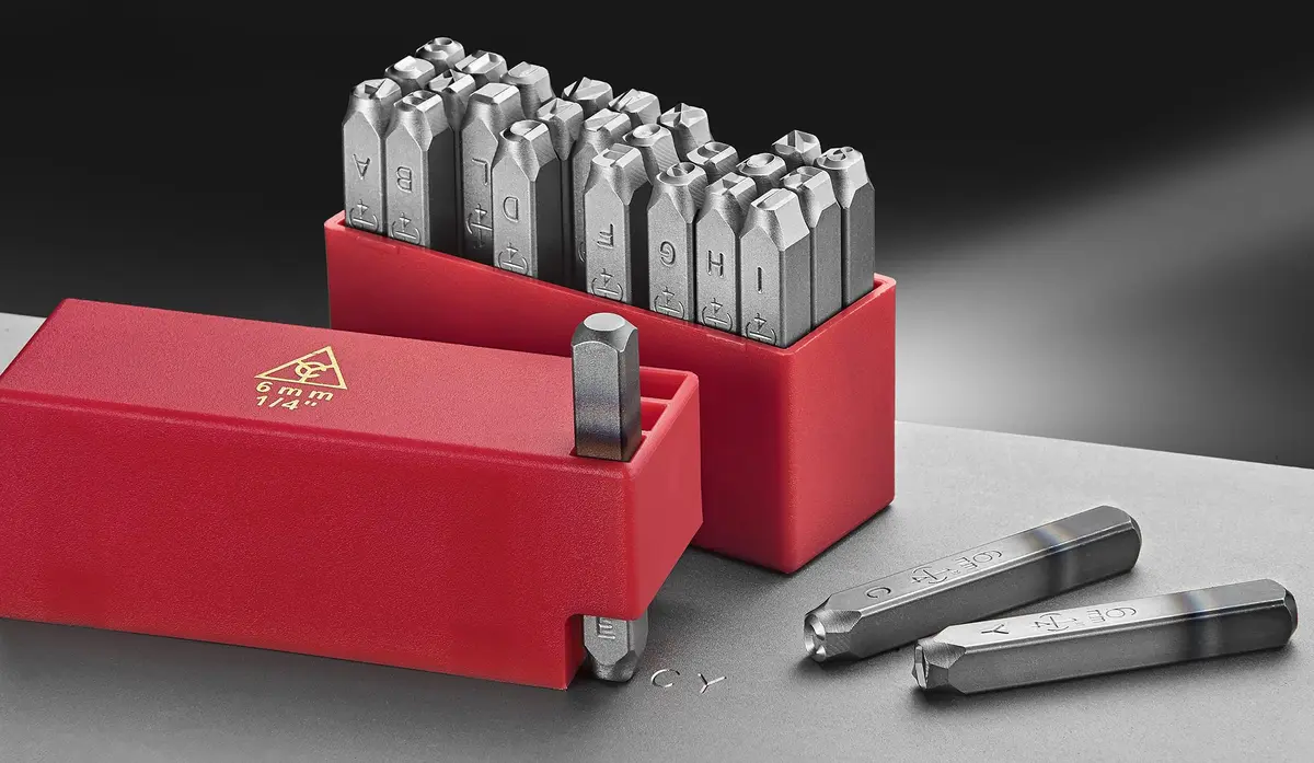 WKSTOOL Heavy Duty Steel Stamp Set 5mm (3/16 Inch) | 27-Piece Uppercase Alphabet, Number & Symbol Punch Kit for Metal Jewelry & Crypto Plates - view 5