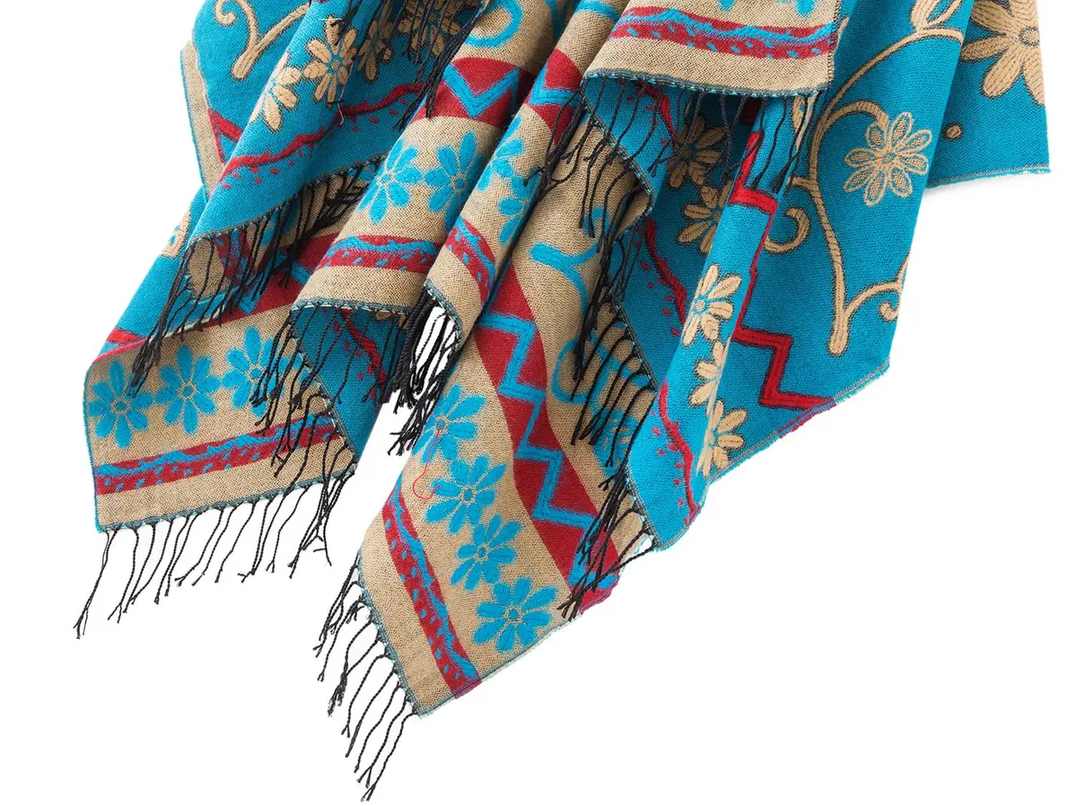 Urban CoCo Women's Retro Style Vintage Pattern Tassel Poncho Cape | Elegant & Comfortable - view 6