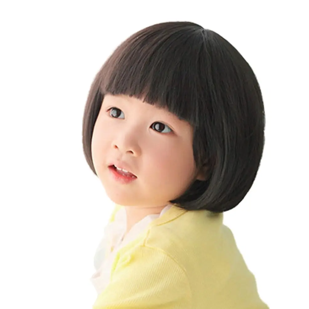 OMORFIEER Kids Black Straight Wigs | Adjustable Synthetic Cosplay Wig for Children (9.84x3.94x1.97 Inch) - main product image