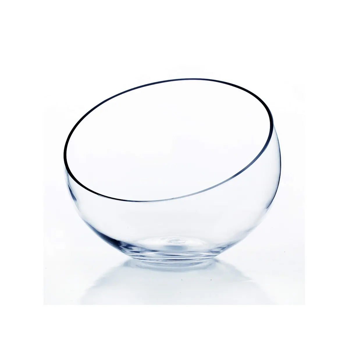 WGVI Slant Cut Bowl Glass Vase | 11" Width, 9.5" Height | Clear Terrarium & Floral Container - main product image