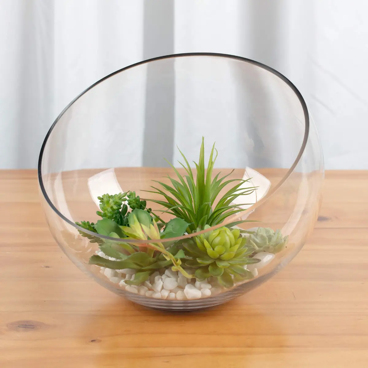 WGVI Slant Cut Bowl Glass Vase | 11" Width, 9.5" Height | Clear Terrarium & Floral Container - view 5