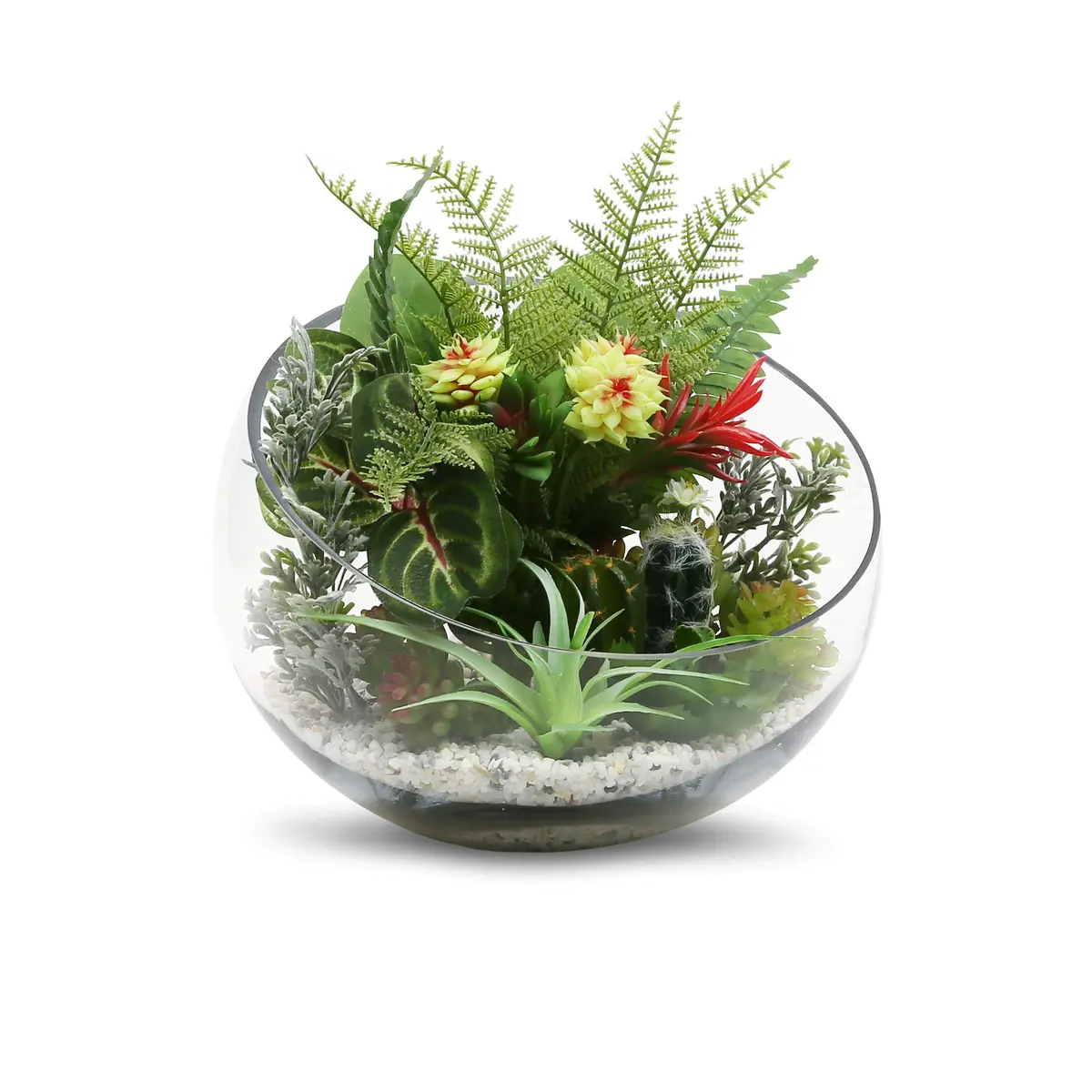 WGVI Slant Cut Bowl Glass Vase | 11" Width, 9.5" Height | Clear Terrarium & Floral Container - view 4