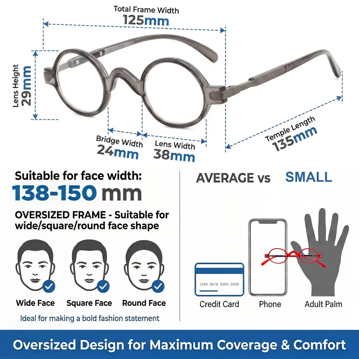 Eyekepper Round Reading Glasses 0.50 Diopter (38mm Lens Width) | Clear Vision for Presbyopia - view 6