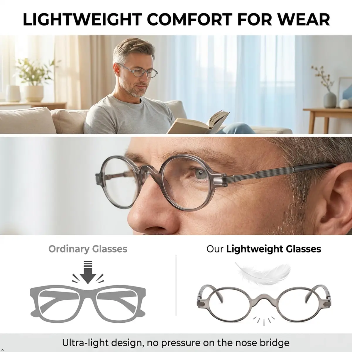 Eyekepper Round Reading Glasses 0.50 Diopter (38mm Lens Width) | Clear Vision for Presbyopia - view 8