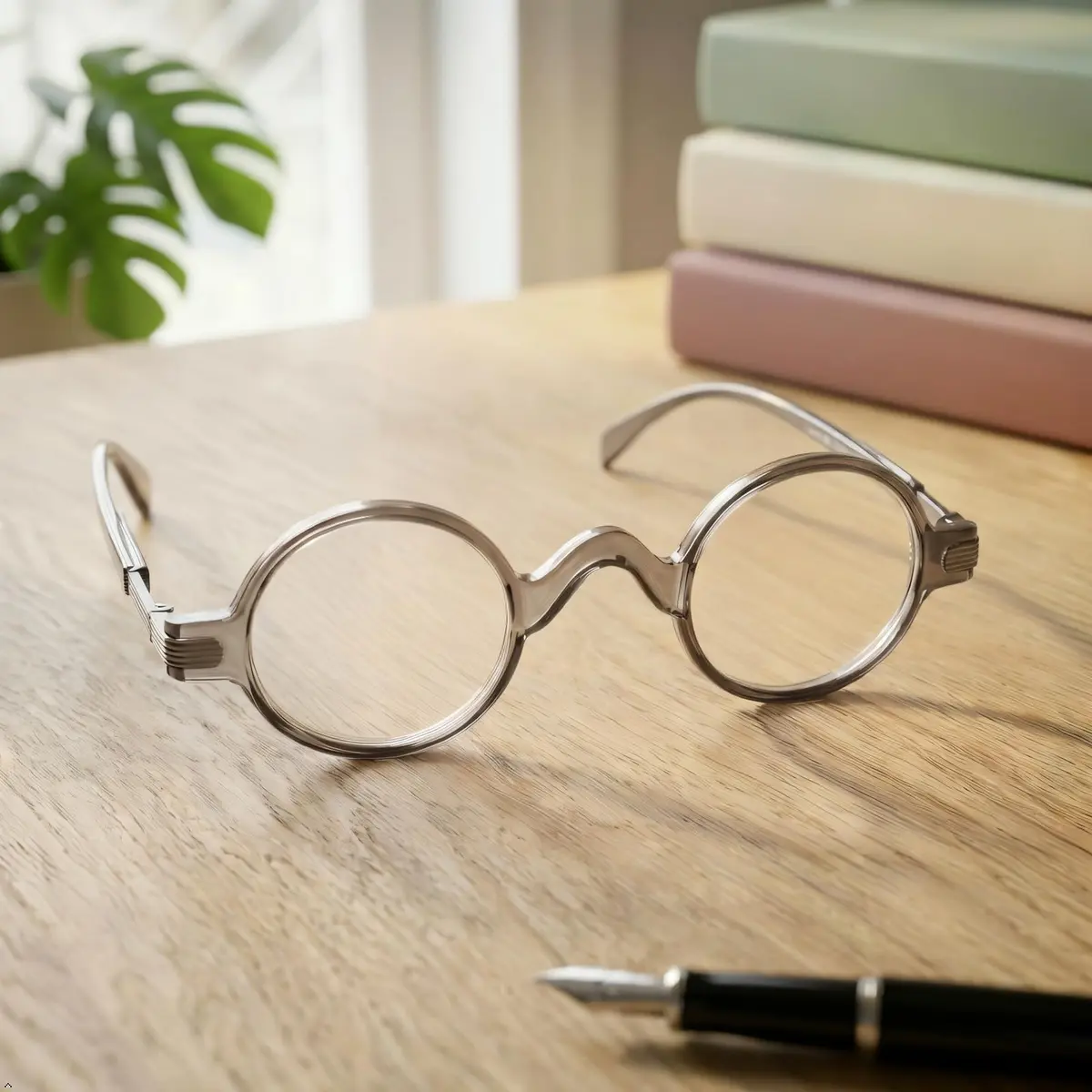 Eyekepper Grey Reading Glasses 1.00 Diopter | Small Round Readers for Men & Women - view 2