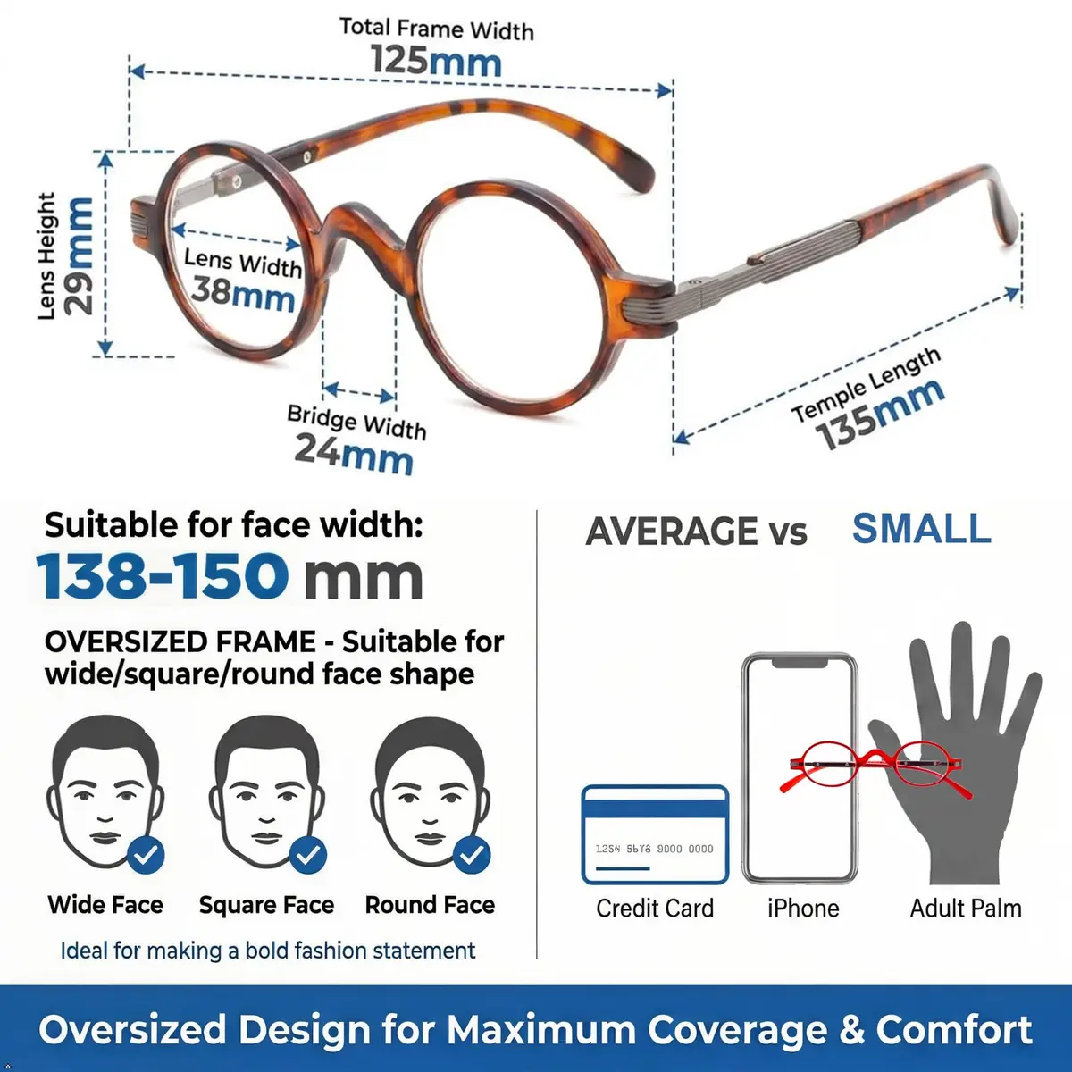 Eyekepper 1.75 Diopter Round Reading Glasses for Men & Women, Tortoise Frame | Spring Hinges, Scratch-Resistant Lenses - view 5