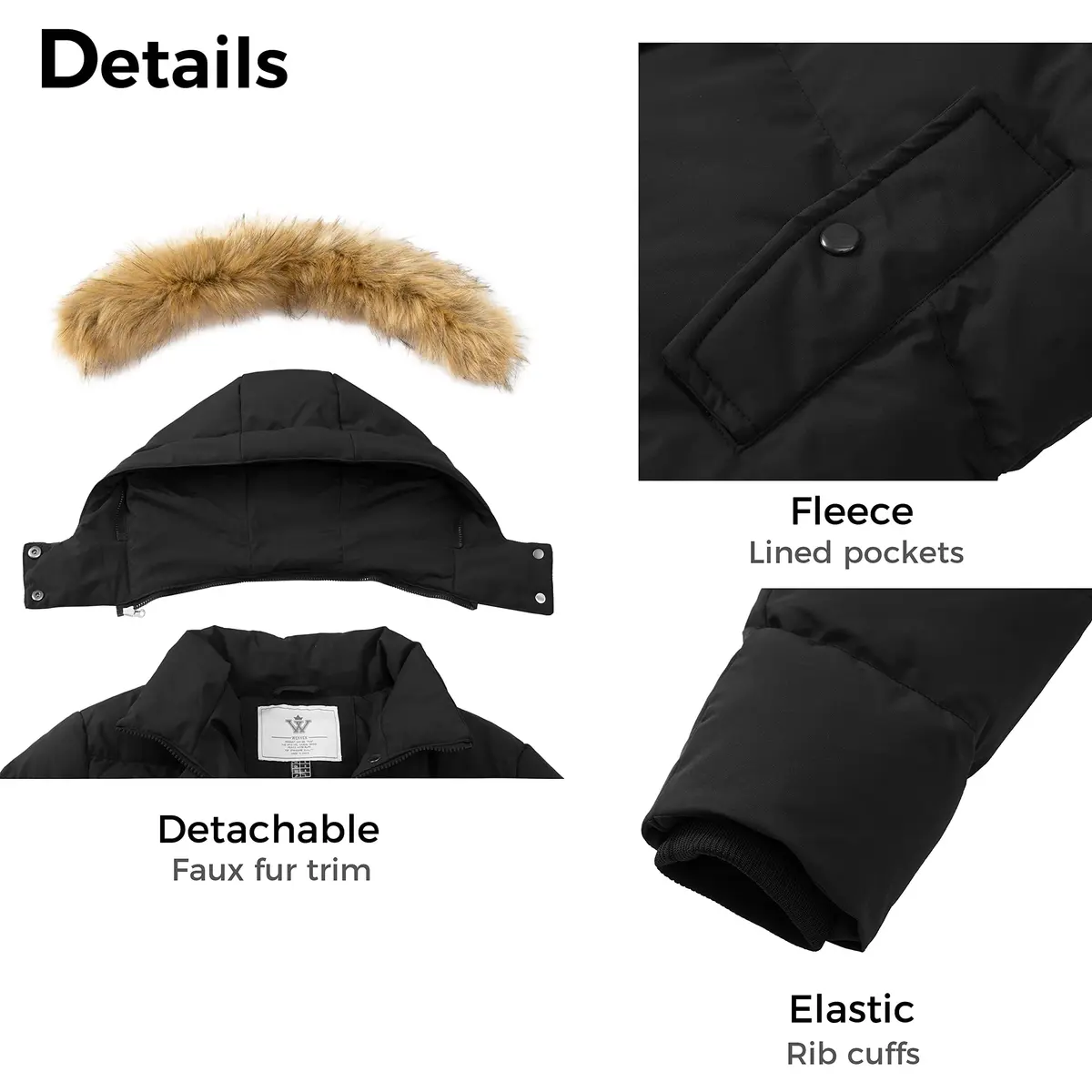 WenVen Women's Winter Coat Thicken Long Puffer Parka Jacket, Black, M | Waterproof & Windproof with Faux Fur Hood - view 6