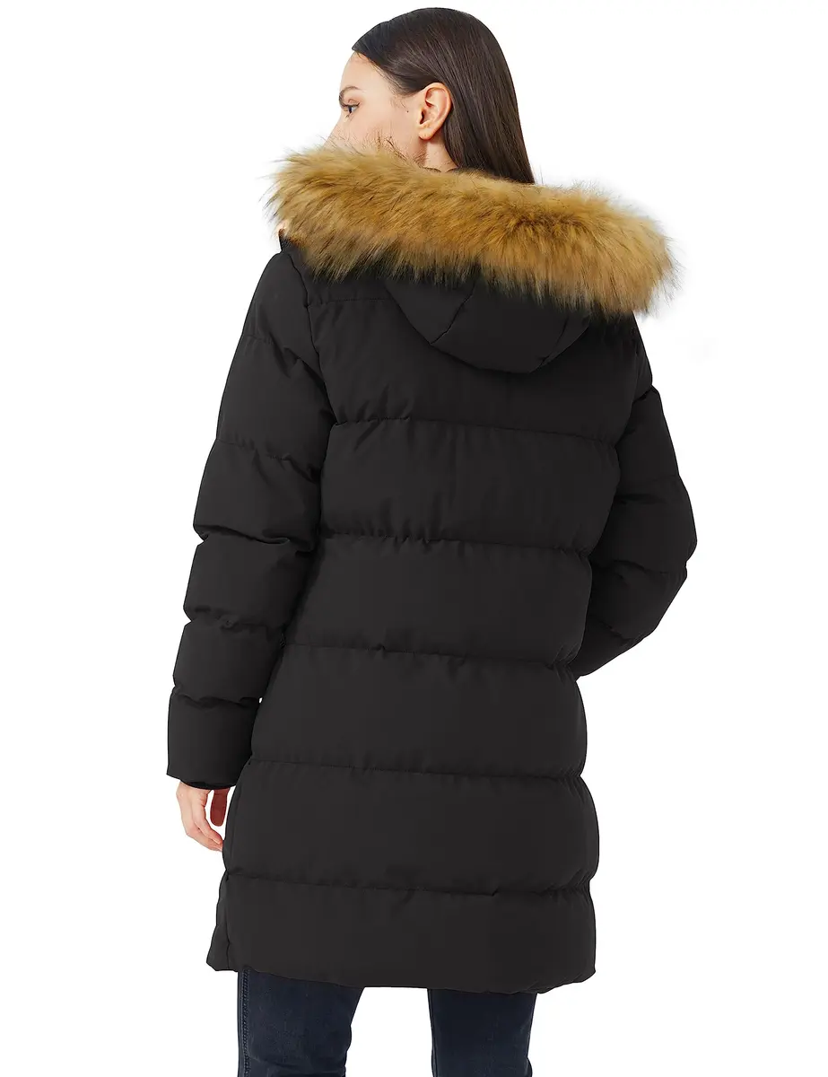 WenVen Women's Winter Coat Thicken Long Puffer Parka Jacket, Black, M | Waterproof & Windproof with Faux Fur Hood - view 7