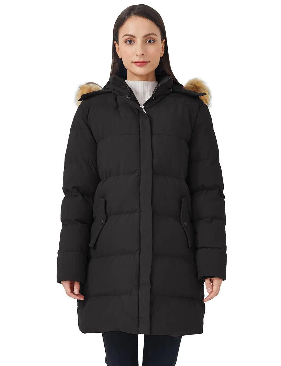 WenVen Women's Winter Coat Thicken Long Puffer Parka Jacket, Black, M | Waterproof & Windproof with Faux Fur Hood - view 2