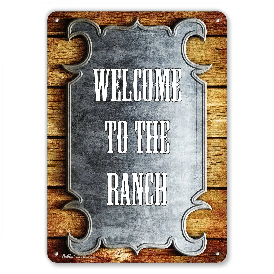 SmartSign Welcome to the Ranch Aluminum Sign 10x14 | Rustic Metal & Wood Decor - main product image