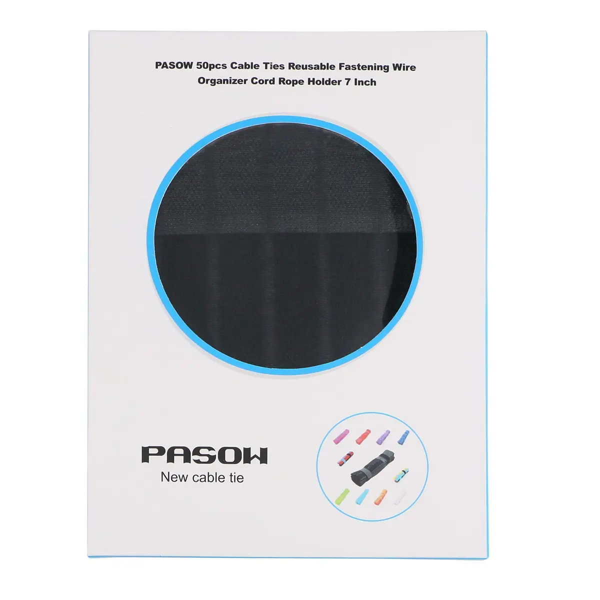 PASOW Reusable Cable Ties 50 Pack 7 Inch Black | Cord Management Solution for Electronics & Home - view 5