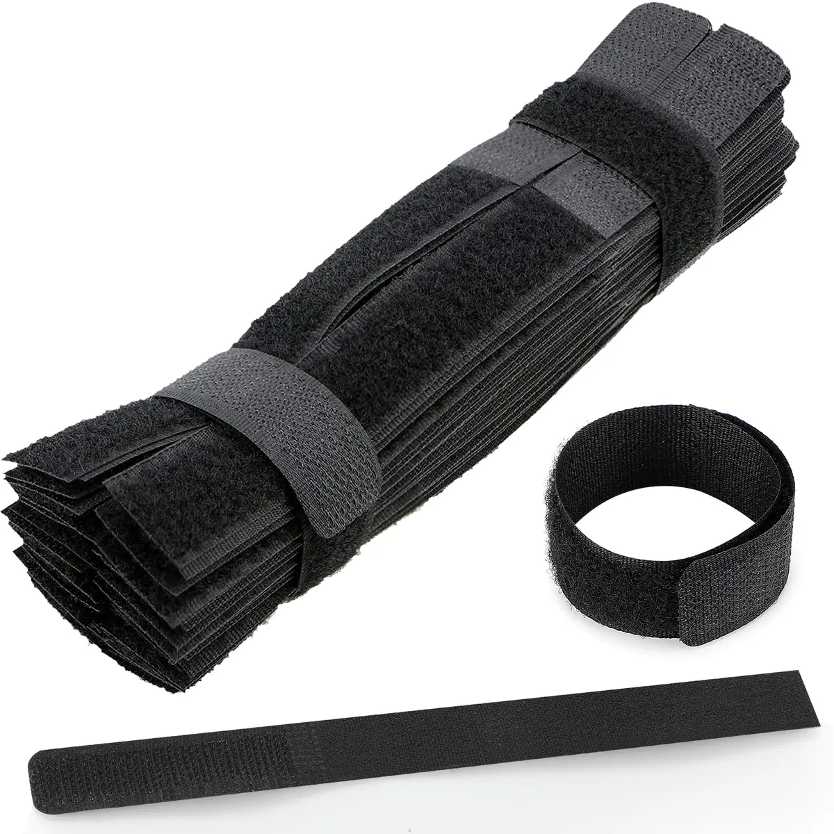PASOW Reusable Cable Ties 50 Pack 7 Inch Black | Cord Management Solution for Electronics & Home - main product image